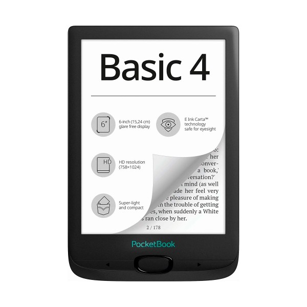 Pocketbook basic4 negro e-book libro electrónico 6'' e ink cart hd 8gb ranura microsd